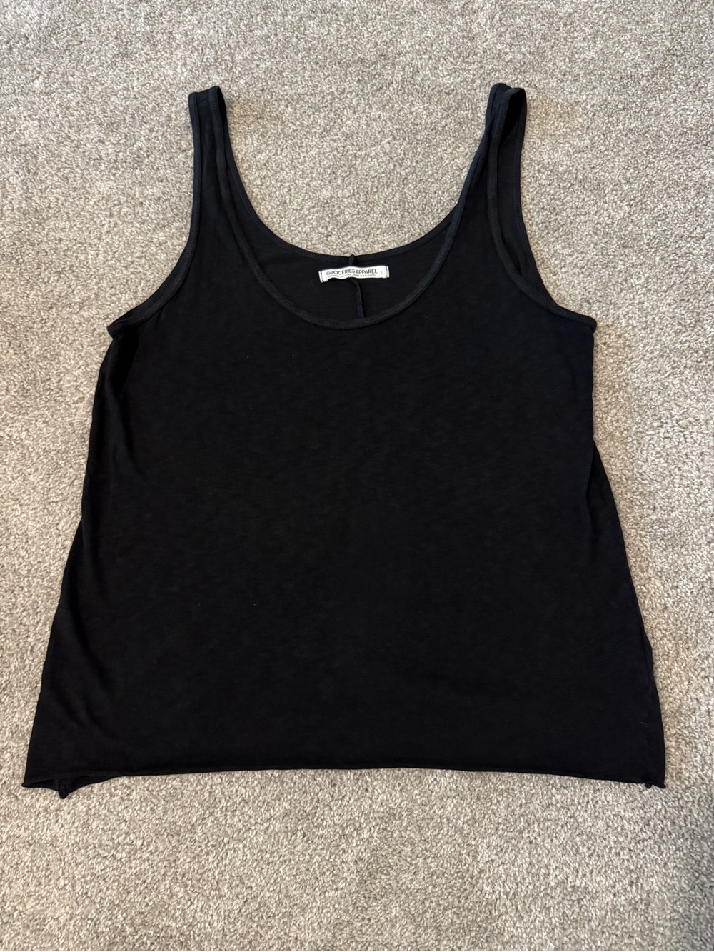 Classic Black Scoop Tank Top With Slit on Back